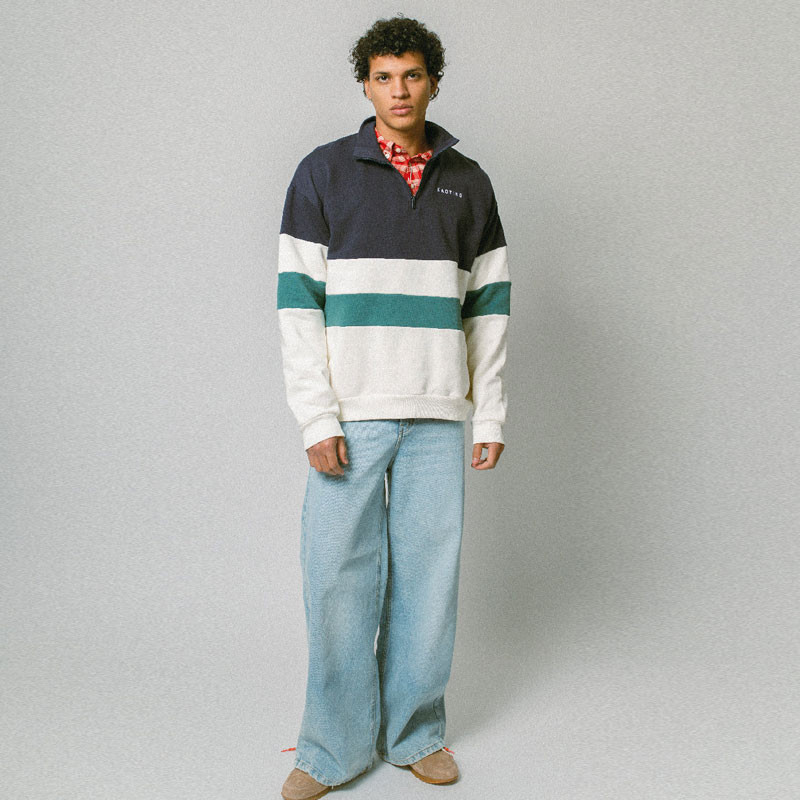 Sudadera Kaotiko: Crew Carter (Ivory Navy Heura)