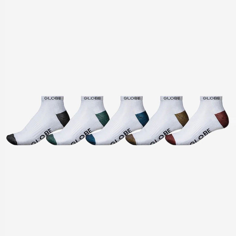Calcetines Globe: Ingles Ankle Sock 5 Pack (White Assorted)