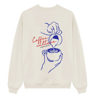 Sudadera Kaotiko: Crew Coffee Culture (Ivory)