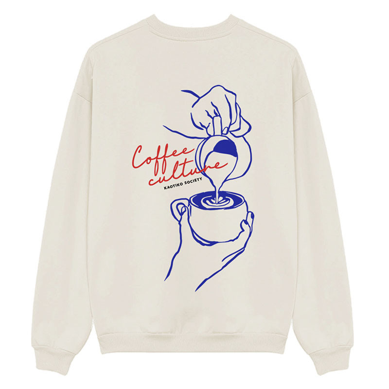 Sudadera Kaotiko: Crew Coffee Culture (Ivory)