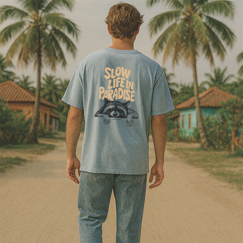 Camiseta Kaotiko: MC Washed Slow Life In Paradise (Steel)