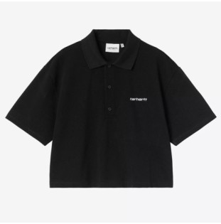 Polo Carhartt WIP: W SS Carhartt Script Polo TS (Black White)