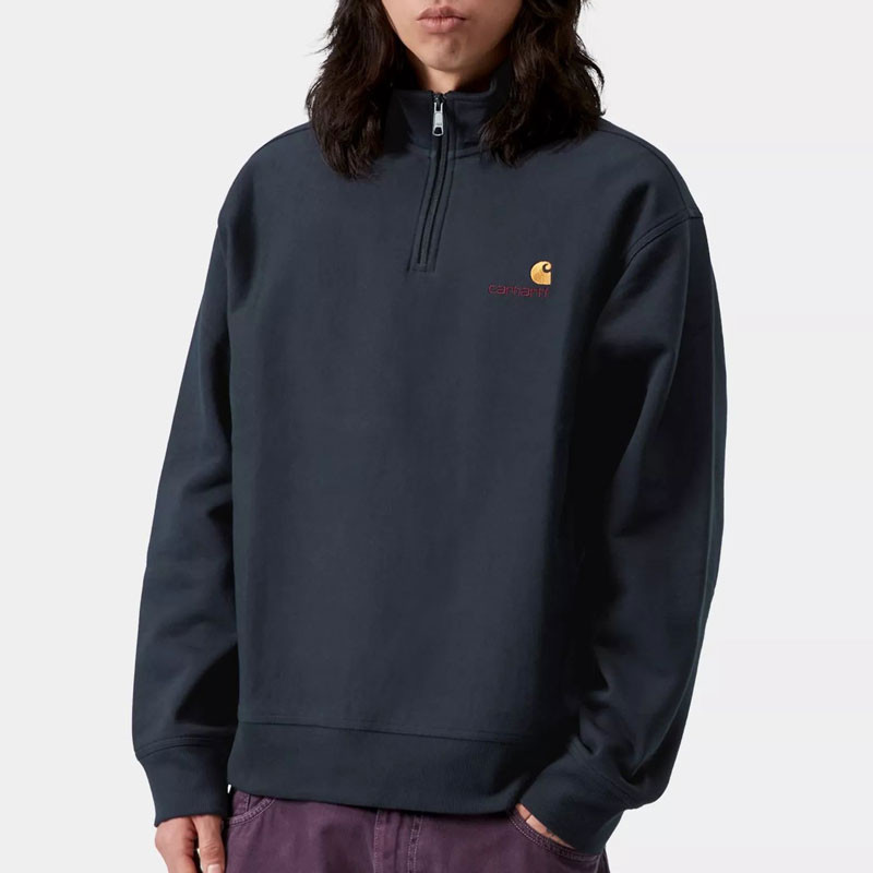 Sudadera Carhartt WIP: Half Zip American Script Sweat (Dp Night)