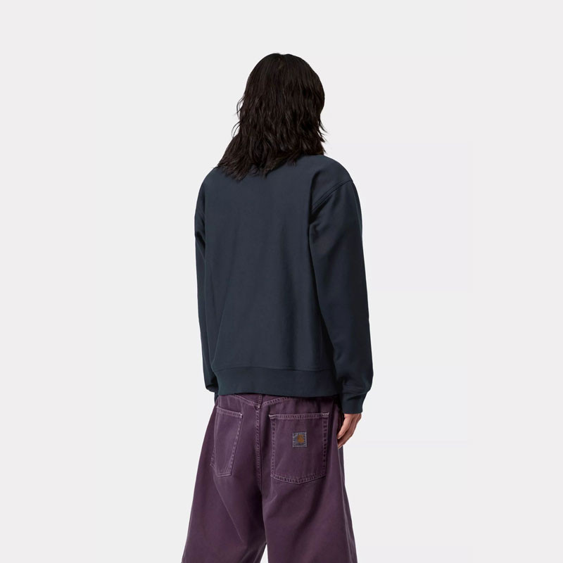 Sudadera Carhartt WIP: Half Zip American Script Sweat (Dp Night)