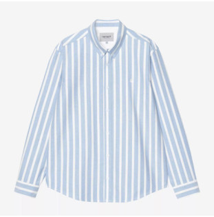 Camisa Carhartt WIP: LS Deven Shirt (Deven Stripe Bleach White)