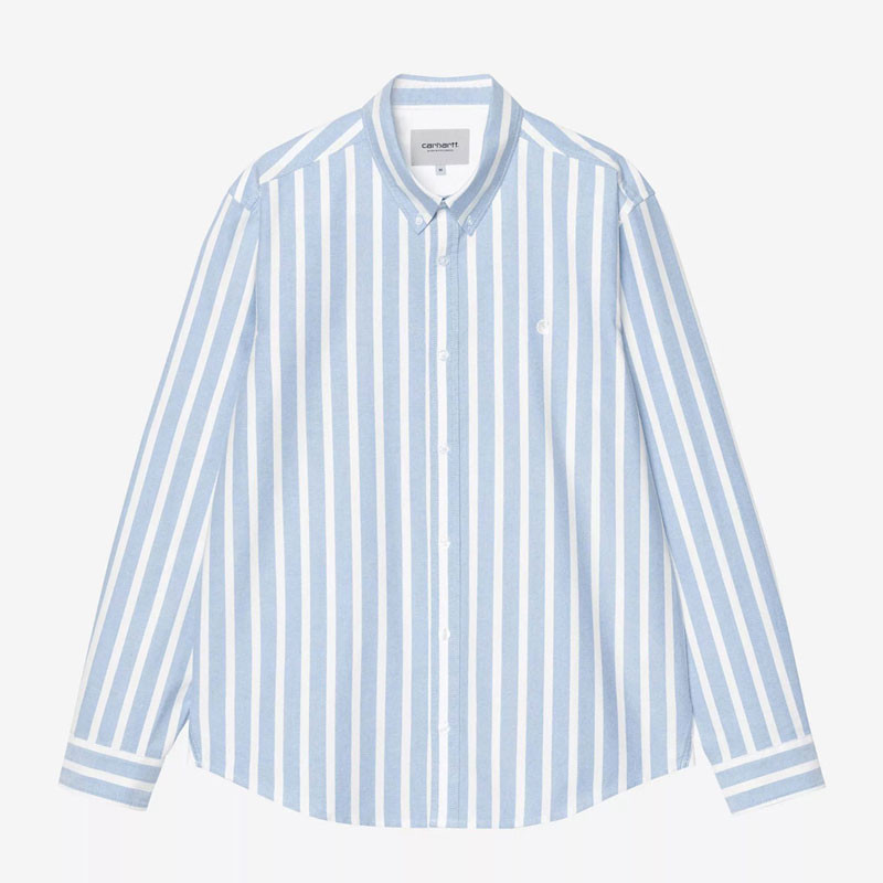 Camisa Carhartt WIP: LS Deven Shirt (Deven Stripe Bleach White)