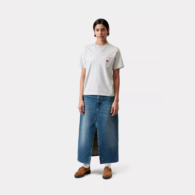 Camiseta Carhartt WIP: W SS Pocket Heart T-Shirt (Ash Hea Red)