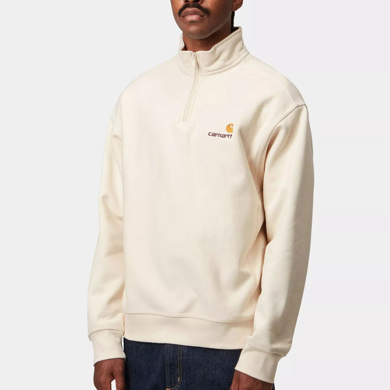Sudadera Carhartt WIP: Half Zip American Script Sweat (Natural)