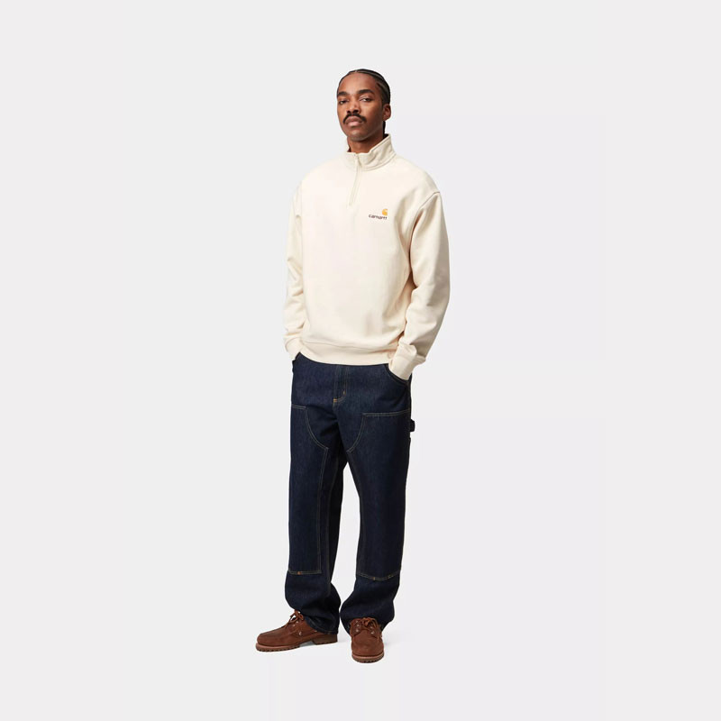 Sudadera Carhartt WIP: Half Zip American Script Sweat (Natural)