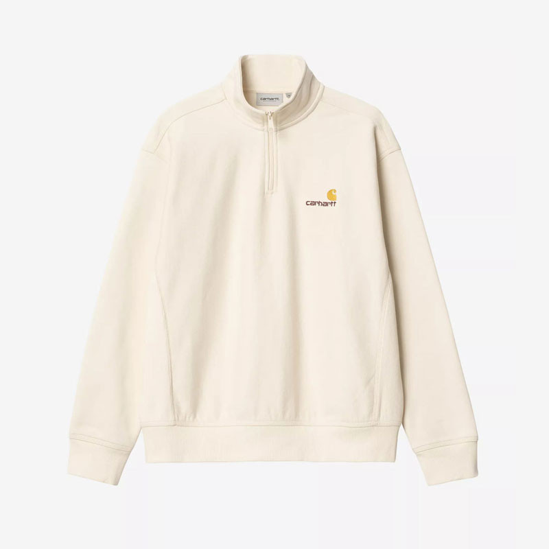 Sudadera Carhartt WIP: Half Zip American Script Sweat (Natural)