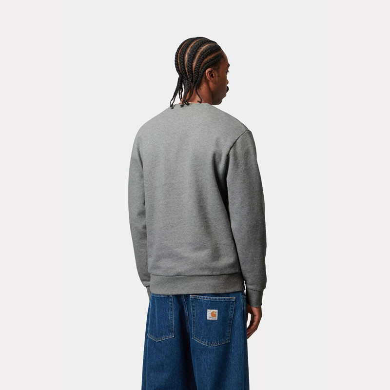 Sudadera Carhartt WIP: Script Embroidery Sweat (Grey Hea White)