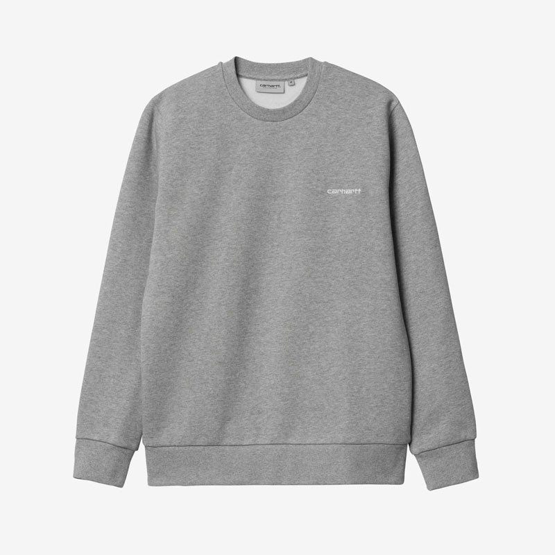 Sudadera Carhartt WIP: Script Embroidery Sweat (Grey Hea White)