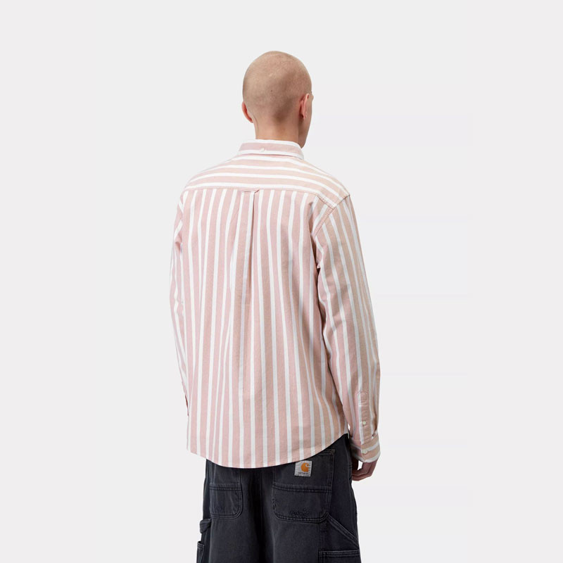 Camisa Carhartt WIP: LS Deven Shirt (Stripe Oxide Red White)