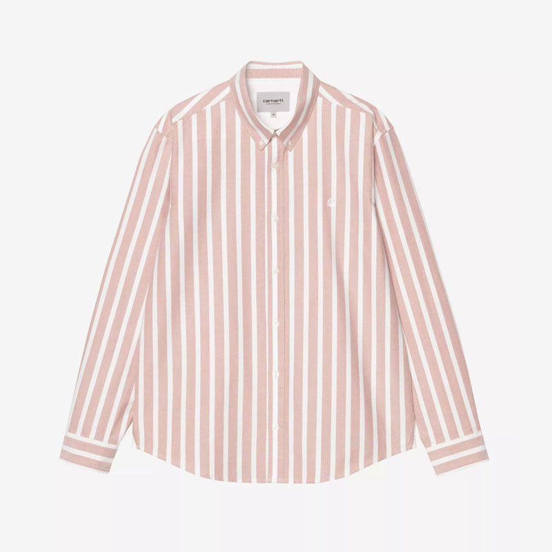 Camisa Carhartt WIP: LS Deven Shirt (Stripe Oxide Red White)