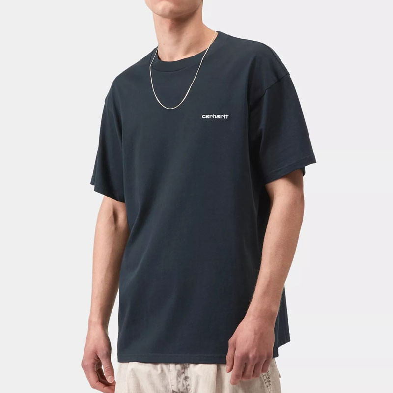 Camiseta Carhartt WIP: SS Script Embroidery T-Shirt (Dp Nght Wht)