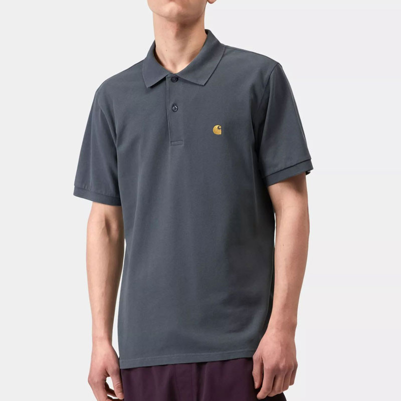 Polo Carhartt WIP: SS Chase Pique Polo (Cozy Blue Gold)