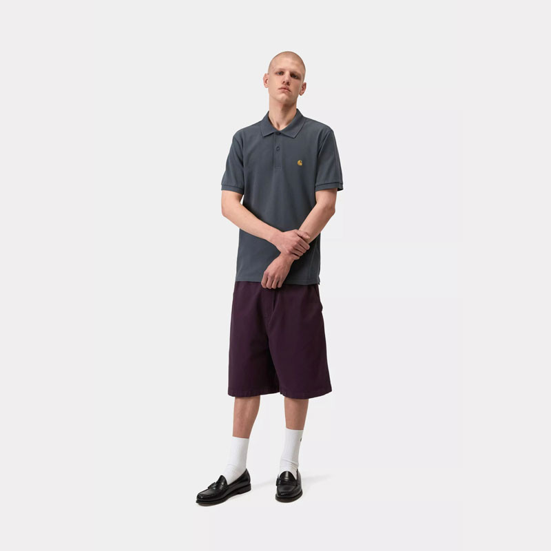 Polo Carhartt WIP: SS Chase Pique Polo (Cozy Blue Gold)