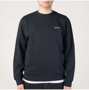 Sudadera Carhartt WIP: Script Embroidery Sweat (Deep Night White)