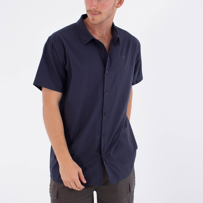 Camisa Hurley: M Woven SS Low Tide (Grey Teal)