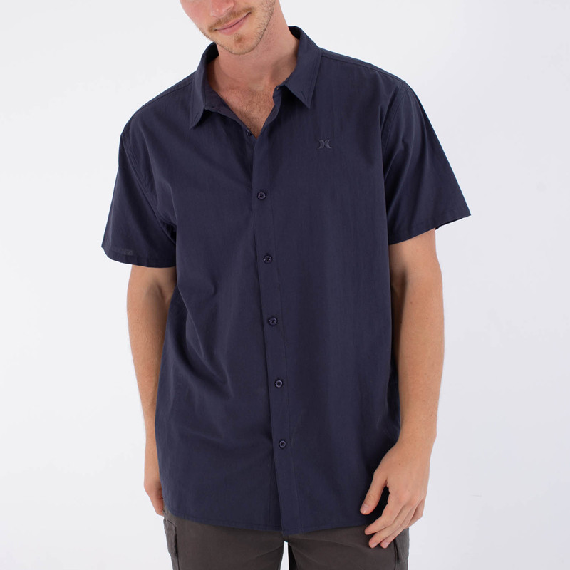 Camisa Hurley: M Woven SS Low Tide (Grey Teal)