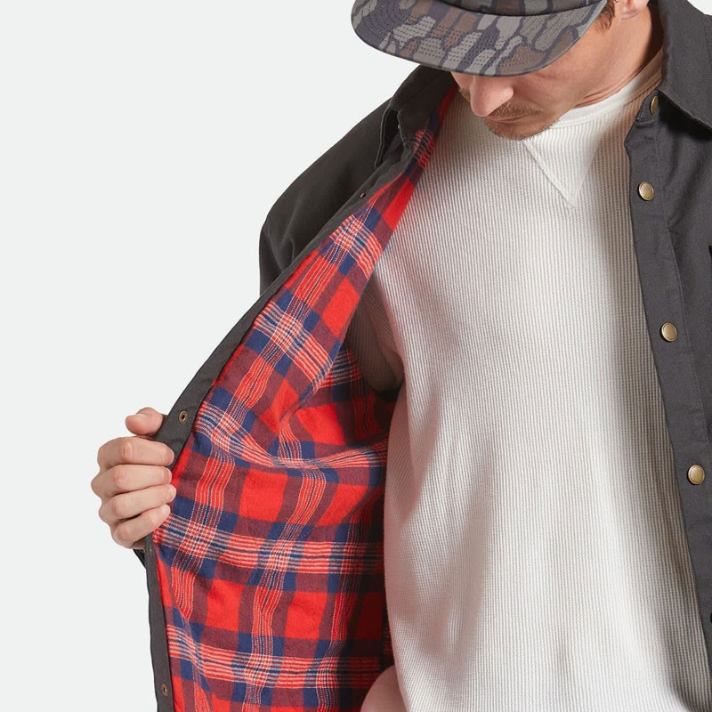 Chaqueta Brixton: Builders Stretch Lined Jkt (Wash Blk Red)