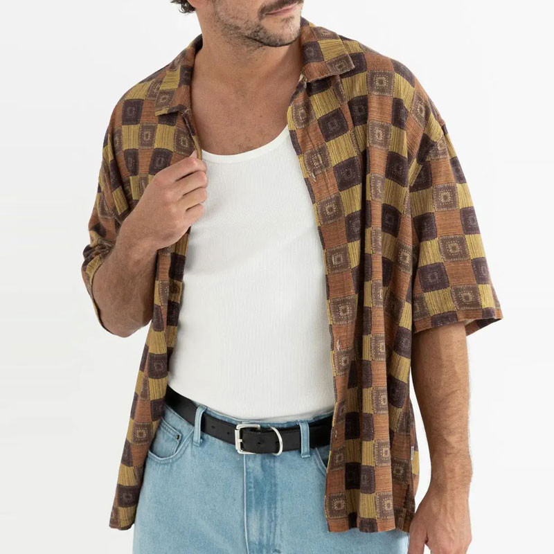 Camisa Rhythm: Racket Relaxed SS Shirt (Ochre)
