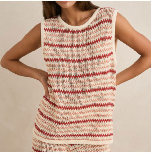 Camiseta Rhythm: Tami Stripe Knit Longline Tank (Watermeln)