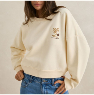 Sudadera Rhythm: Palm Slouchy Crew Neck Fleece (Cream)