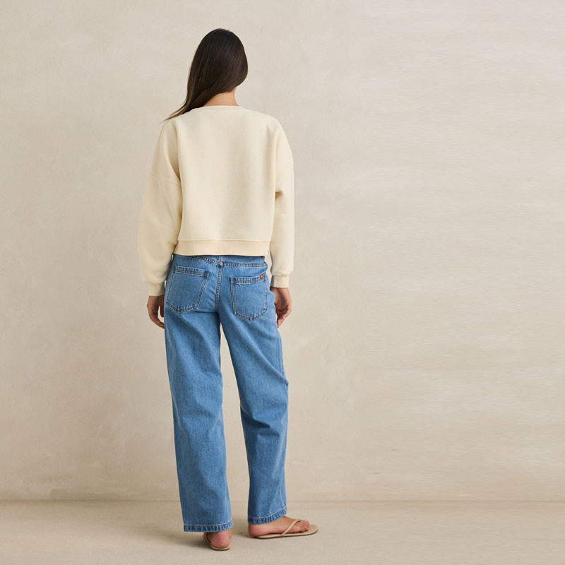 Sudadera Rhythm: Palm Slouchy Crew Neck Fleece (Cream)