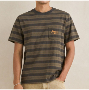 Camiseta Rhythm: Vintage Stripe Jacquard SS T-Shirt (Olive)