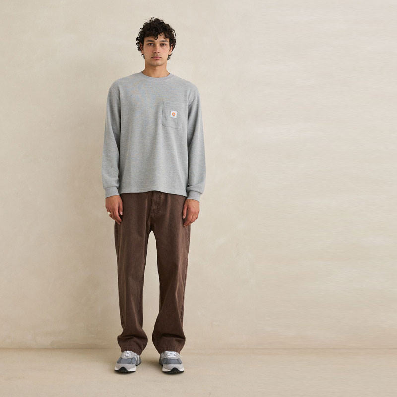 Camiseta Rhythm: Vintage Pocket Ls Waffle (Grey Heather)