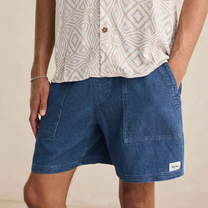 Bermuda Rhythm: Textured Wale Jam (Washed Indigo)