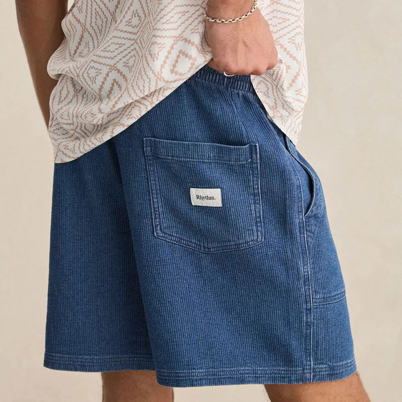 Bermuda Rhythm: Textured Wale Jam (Washed Indigo)