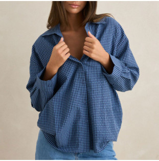 Camisa Rhythm: Serene Oversized LS Shirt (Indigo)