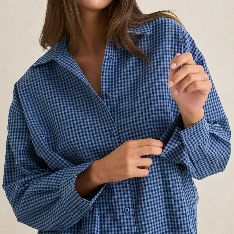 Camisa Rhythm: Serene Oversized LS Shirt (Indigo)