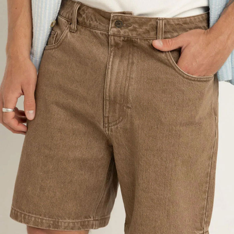 Bermuda Rhythm: Subtle Denim Short (Chai)
