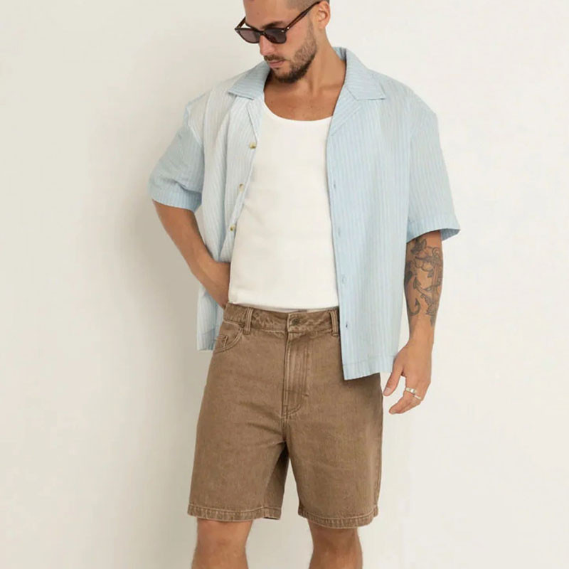 Bermuda Rhythm: Subtle Denim Short (Chai)