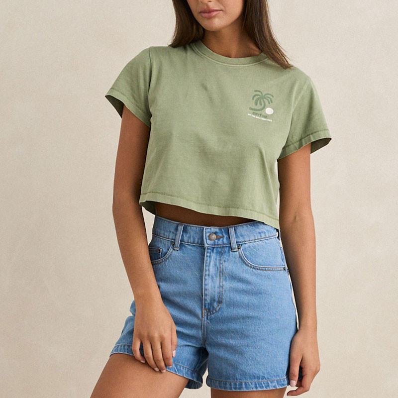Camiseta Rhythm: Island Crop Crew Tee (Palm)