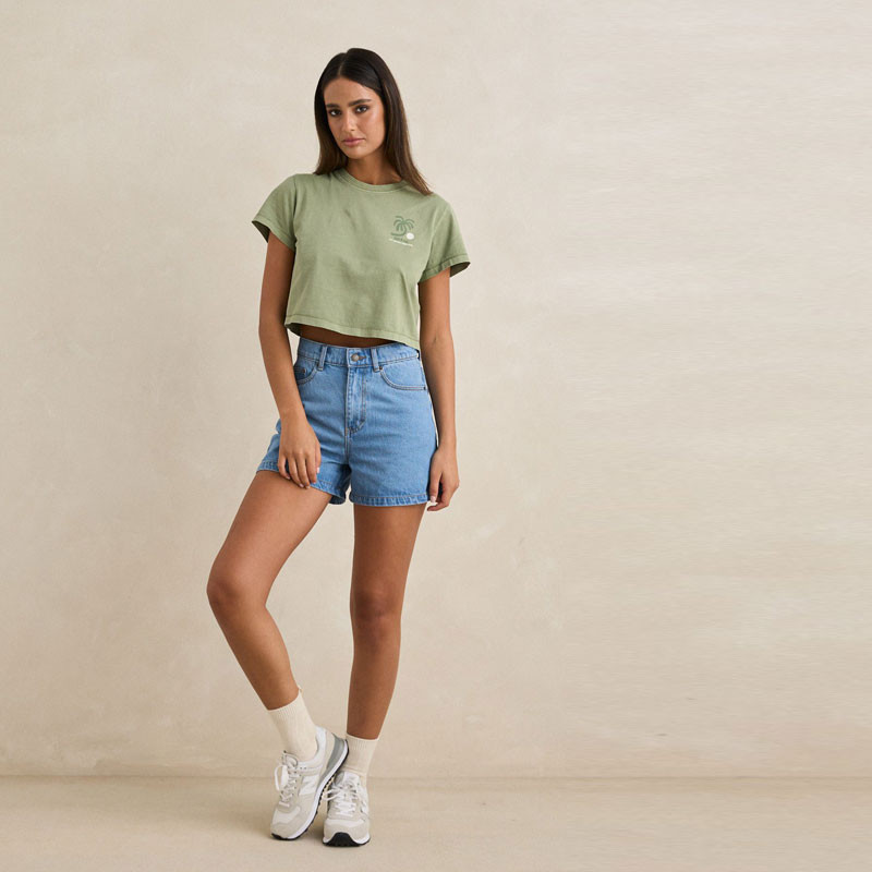 Camiseta Rhythm: Island Crop Crew Tee (Palm)
