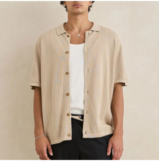 Camisa Rhythm: Textured Knit SS Shirt (Stone)