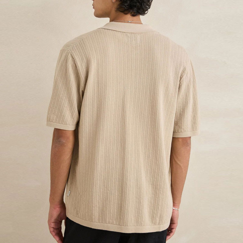 Camisa Rhythm: Textured Knit SS Shirt (Stone)