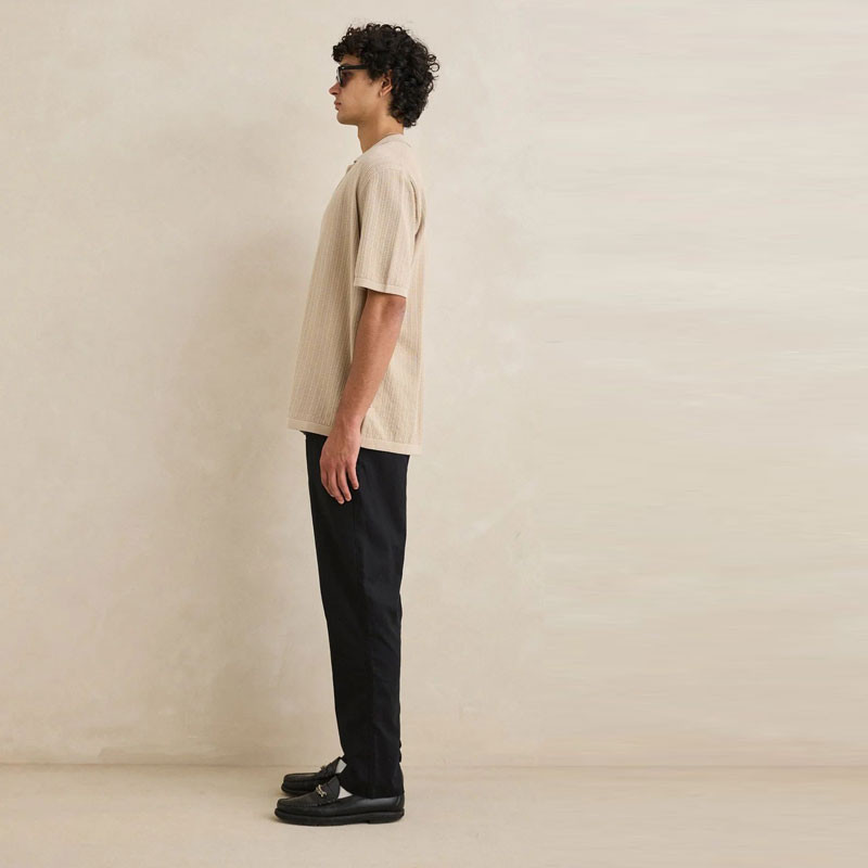 Camisa Rhythm: Textured Knit SS Shirt (Stone)
