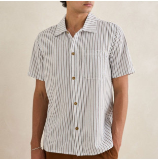 Camisa Rhythm: Seersucker Stripe SS Shirt (Cedar)