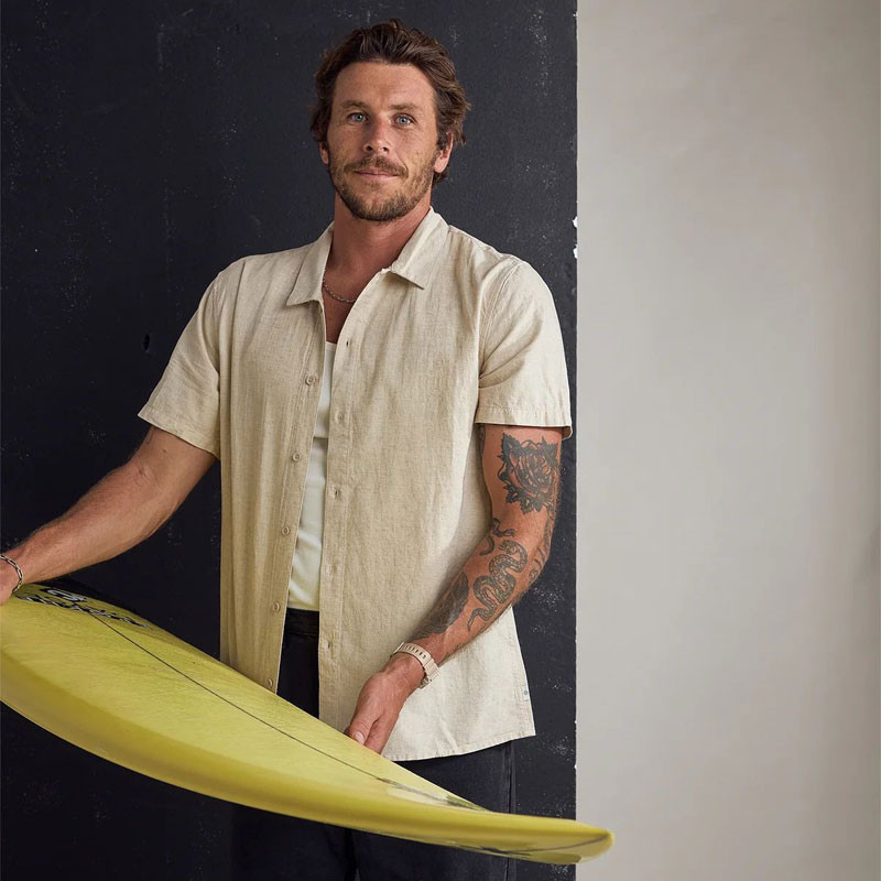 Camisa Rhythm: Classic Linen SS Shirt (Sand)
