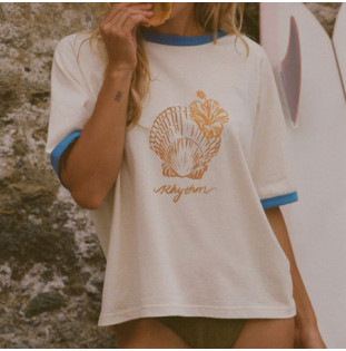 Camiseta Rhythm: Sunrise Seashell Ringer Tee (White)