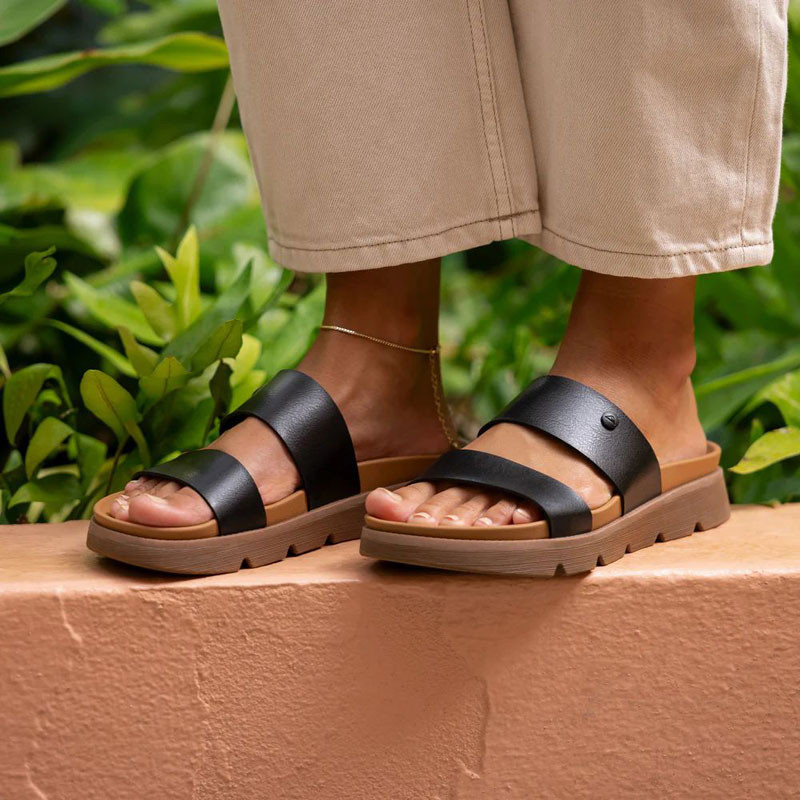 Chanclas Reef: W Vista Luxe Thea (Black/Tan)