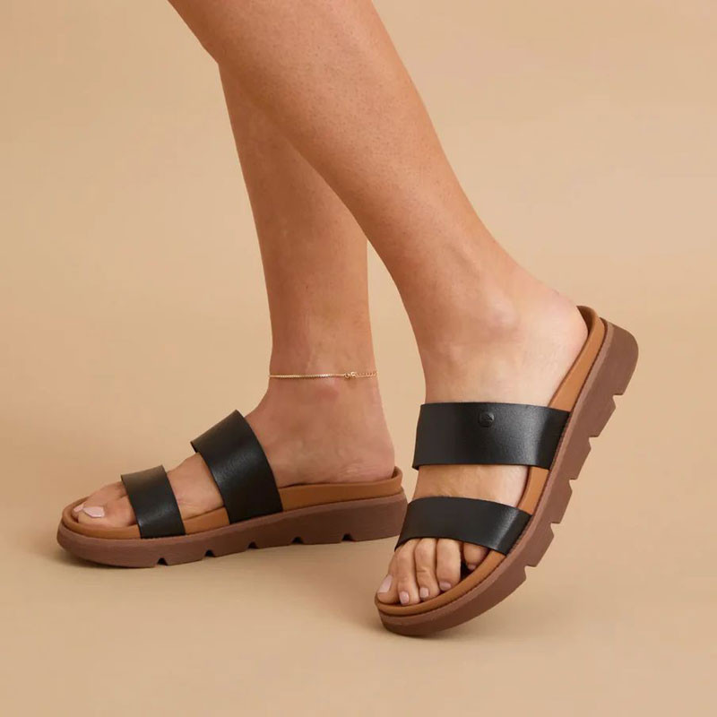 Chanclas Reef: W Vista Luxe Thea (Black/Tan)