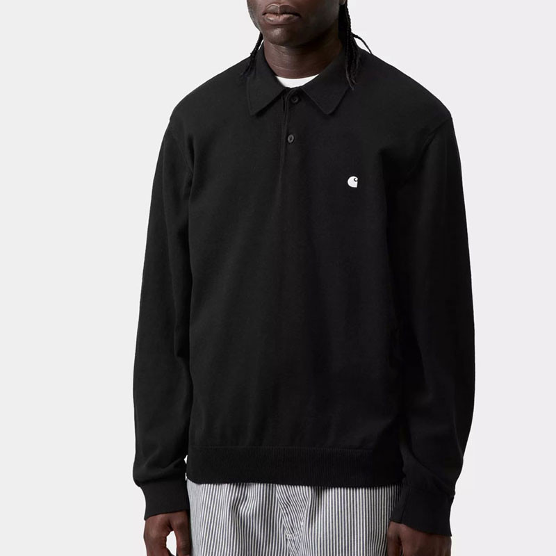 Polo Carhartt WIP: LS Madison Polo (Black White)