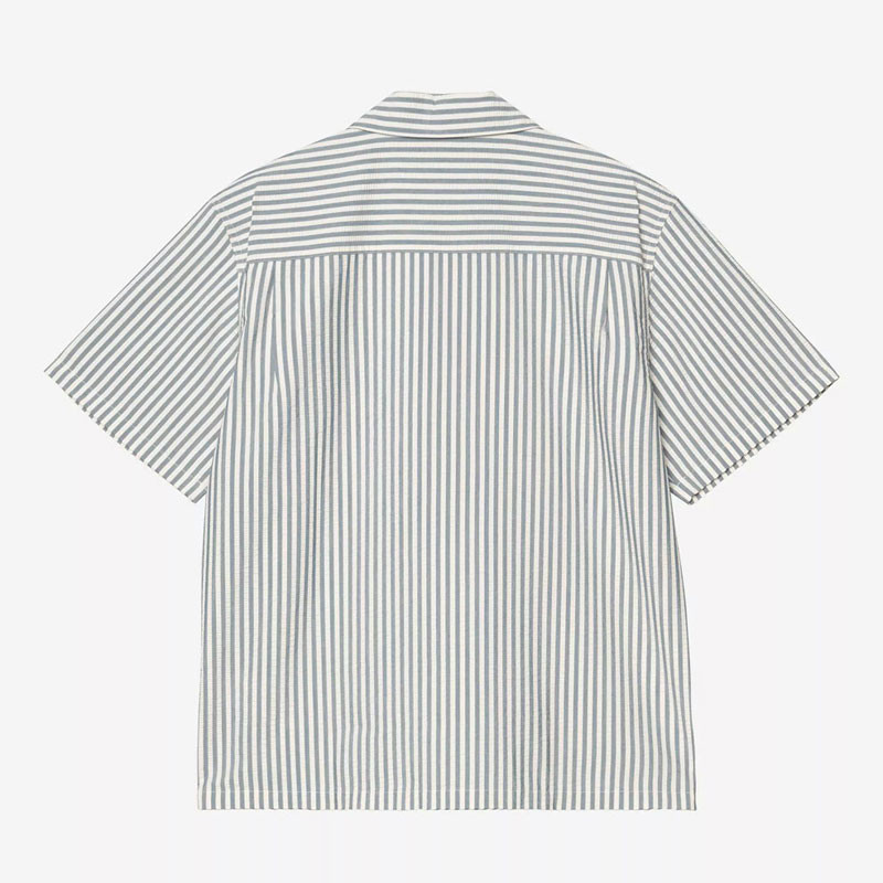 Camisa Carhartt WIP: SS Leavel Shirt (Stripe Blue River Wax)