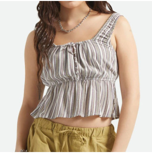 Camiseta Brixton: The Abigail Tie Top (Wrn n Rbst Rd Strp)